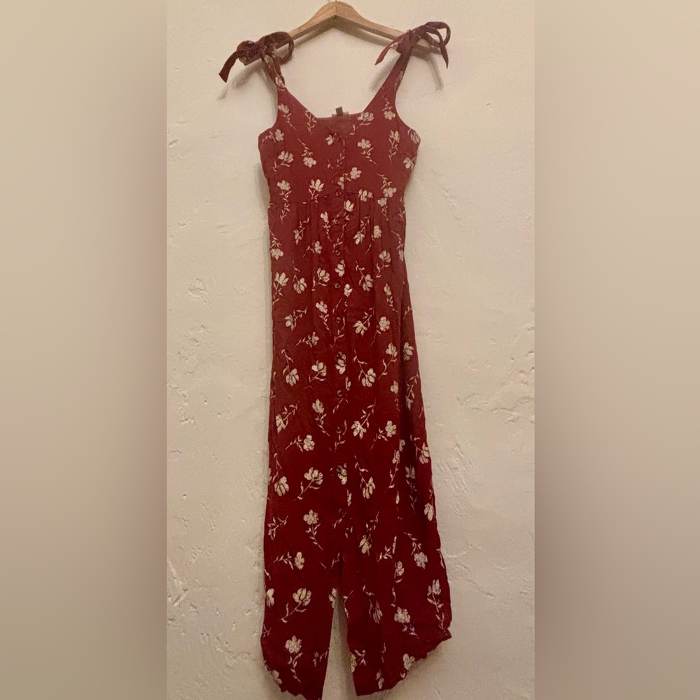 Floral Red Women's Summer Picnic Dress